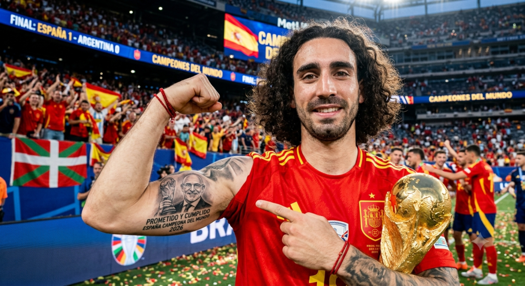 Marc Cucurella se tatúa la cara de Luis de la Fuente en el brazo